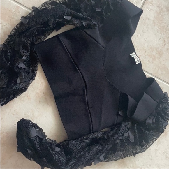 Free People Tops - New Free people black bandage cropped top with lace arms and butterflies